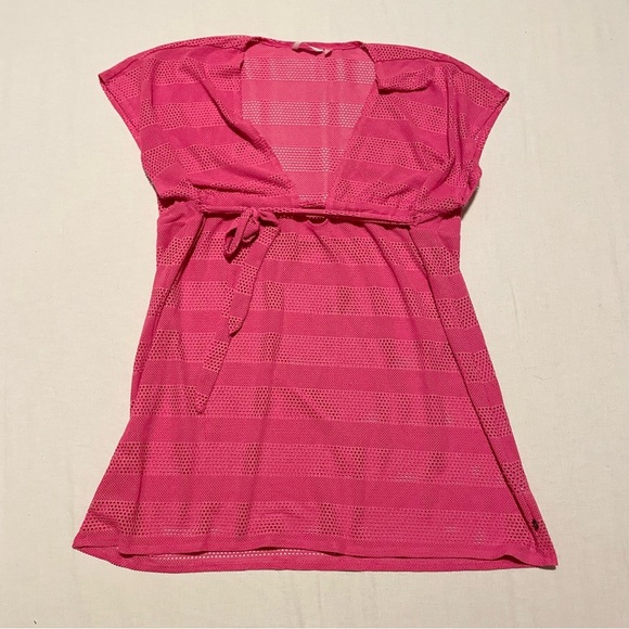 La Vie En Rose Pink Mesh Beach Cover-Up Size Large - Picture 1 of 16